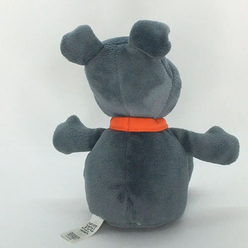 Carters Just One You Plush Gray Bulldog‎ Puppy Dog Baby Toy Orange Collar 2012